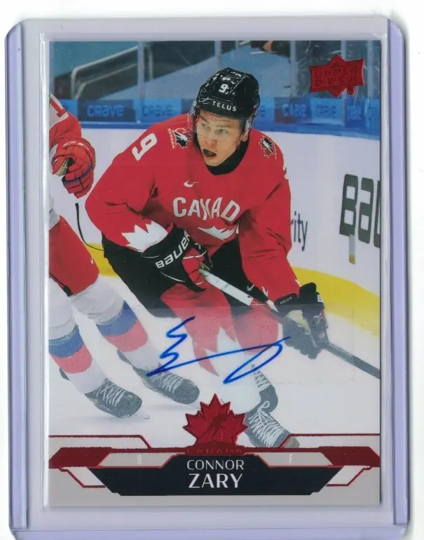 Connor Zary Auto #70 Flames 2026 UD Team Canada Autograph Hockey Card — front